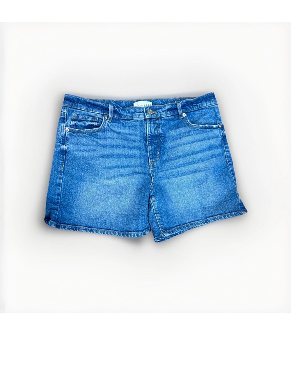 LOFT Denim Shorts Size 10 Blue Mid Rise Stretch Jean Shorts